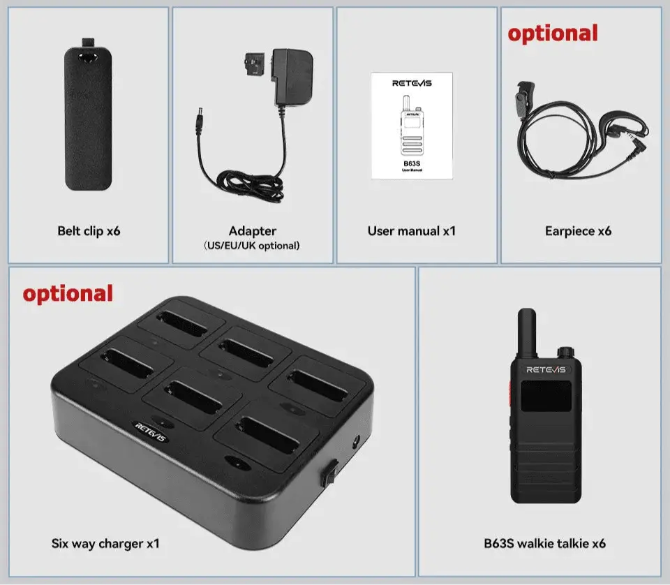 Kit de 6 Talkies Walkies Retevis rechargeables - Unviers Talkie